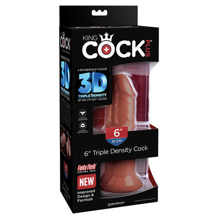 King Cock Plus 6 in. Triple Density Cock Realistic Dildo With Suction Cup Brown-0