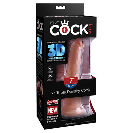 King Cock Plus 7 in. Triple Density Cock Realistic Dildo With Suction Cup Tan-0