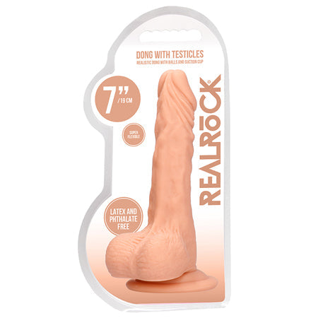 RealRock Realistic 7 in. Dildo With Balls and Suction Cup Beige-0