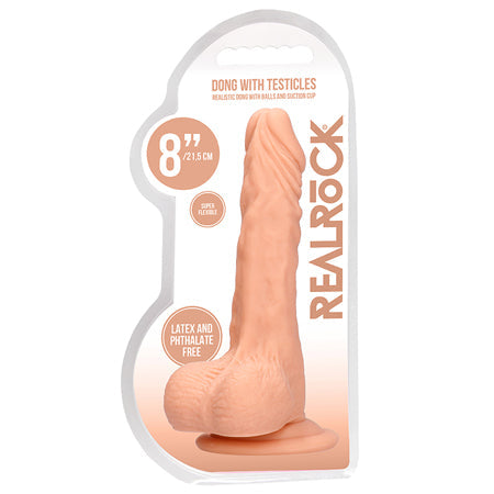 RealRock Realistic 8 in. Dildo With Balls and Suction Cup Beige-0