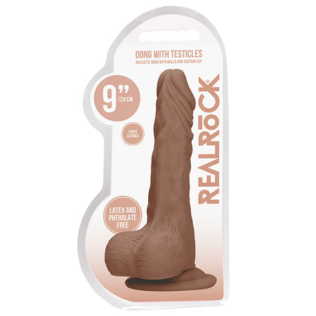 RealRock Realistic 9 in. Dildo With Balls and Suction Cup Tan-0