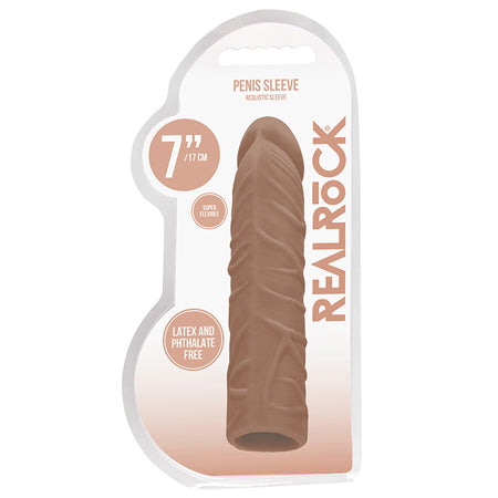 RealRock Realistic Veiny 7 in. Penis Sleeve Extender Tan-0