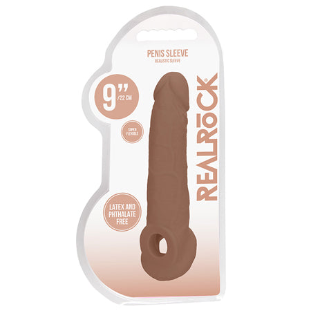 RealRock Realistic 9 in. Penis Sleeve Extender Sling Tan-0