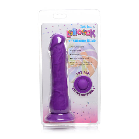 Curve Toys Lollicock 7 in. Silicone Dildo with Suction Cup Grape-0