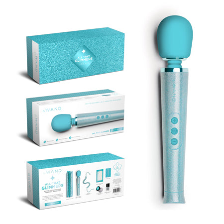 Le Wand All That Glimmers Petite Rechargeable Vibrating Massager Special Edition Set Light Blue-0