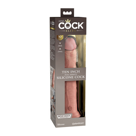 King Cock Elite 10 in. Dual Density Silicone Cock Realistic Dildo With Suction Cup Beige-0
