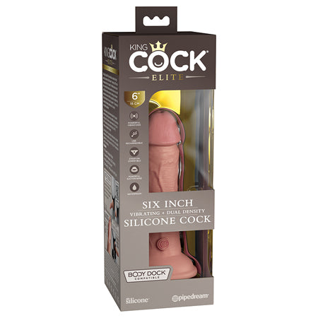 King Cock Elite 6 in. Vibrating Realistic Dildo With Suction Cup Beige-0