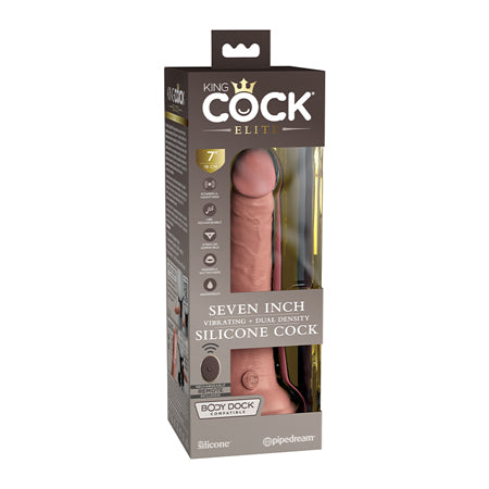 King Cock Elite 7 in. Vibrating Realistic Dildo With Suction Cup Beige-0