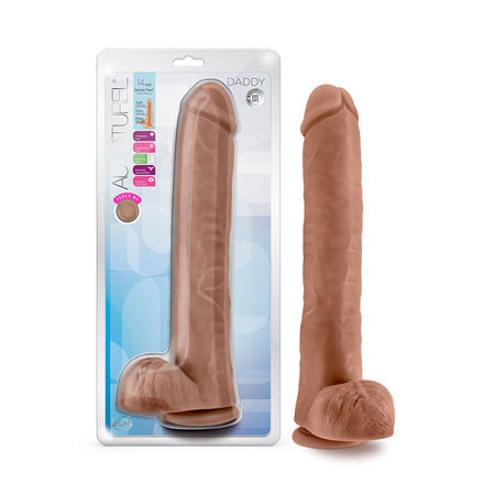Au Naturel Daddy 14 in. Posable Dual Density Dildo with Balls Tan-0