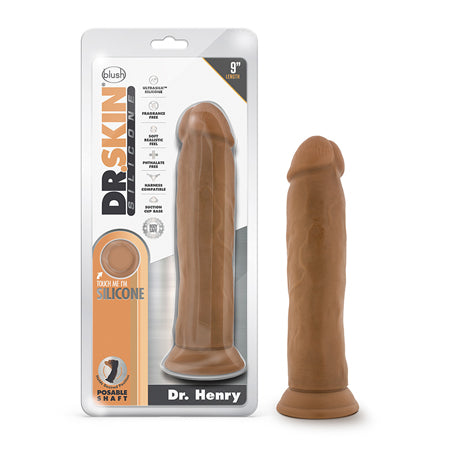 Dr. Skin Silicone Dr. Henry Realistic 9 in. Posable Dildo Tan-0