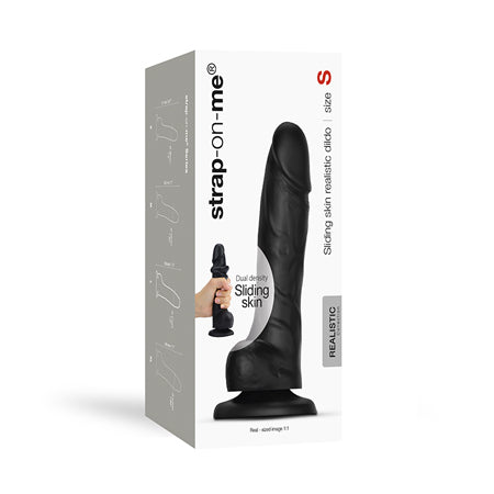 Strap-On-Me Realistic Collection Sliding Skin Dual-Density Silicone Dildo Black S-0