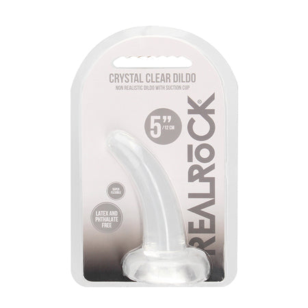 RealRock Crystal Clear Non-Realistic 5 in. Curved Dildo With Suction Cup Clear-0