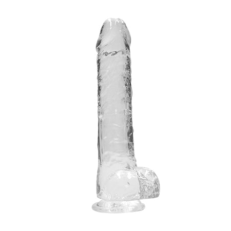 RealRock Crystal Clear Realistic 10 in. Dildo With Balls and Suction Cup Clear-0
