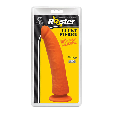 Curve Toys Rooster Lucky Pierre 8.5 in. Silicone Dildo with Suction Cup Orange-0
