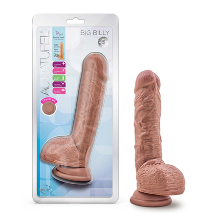 Au Naturel Big Billy 9 in. Posable Dual Density Dildo with Balls Tan-0