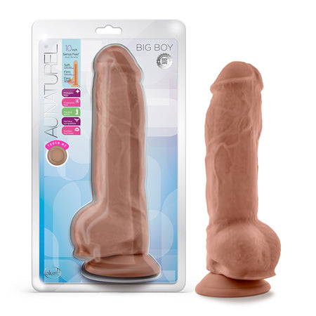 Au Naturel Big Boy 10 in. Posable Dual Density Dildo with Balls Tan-0