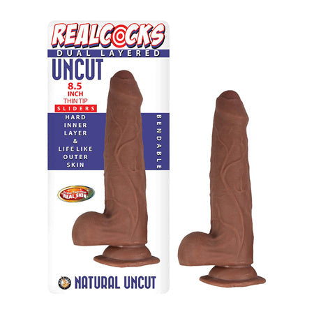 Realcocks Dual Layered Uncut Slider Thin Tip 8.5 in. Brown-0