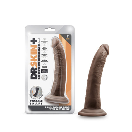 Dr. Skin Plus Realistic 7 in. Triple Density Posable Dildo Brown-0