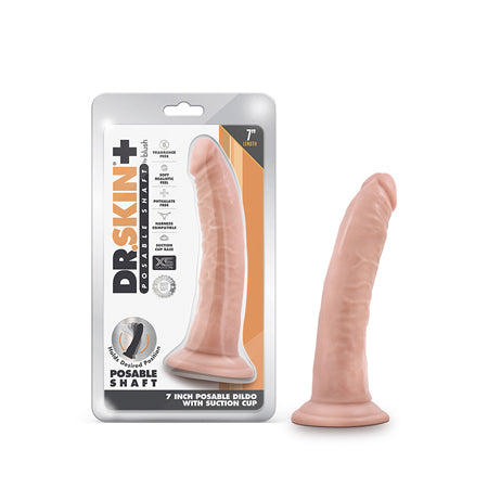 Dr. Skin Plus Realistic 7 in. Triple Density Posable Dildo Beige-0