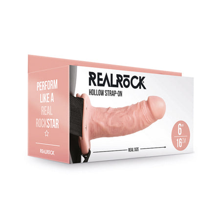 RealRock Realistic 6 in. Hollow Strap-On Beige-0