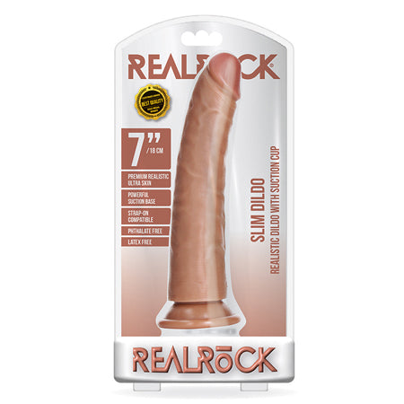 RealRock Realistic 7 in. Slim Dildo With Suction Cup Tan-0