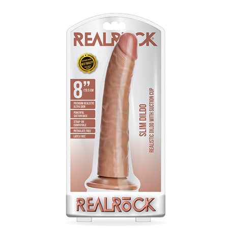 RealRock Realistic 8 in. Slim Dildo With Suction Cup Tan-0