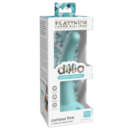 Dillio Platinum Collection Curious Five 5 in. Silicone Dildo Teal-0