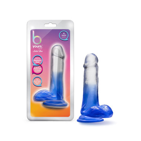 B Yours Stella Blue 6 in. Dildo with Balls Blue-0