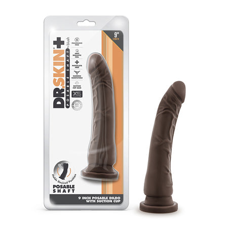 Dr. Skin Plus Realistic 9 in. Triple Density Posable Dildo Brown-0