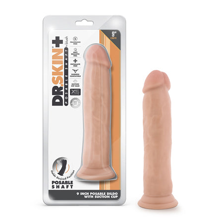 Dr. Skin Plus Thick 9 in. Triple Density Posable Dildo Beige-0