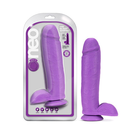 Neo 10 in. Dual Density Dildo with Balls Neon Purple-0