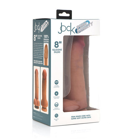 Curve Toys Jock Dual Density 8 in. Silicone Dildo with Balls & Suction Cup Light-0