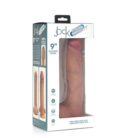 Curve Toys Jock Dual Density 9 in. Silicone Dildo with Balls & Suction Cup Light-0