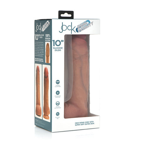Curve Toys Jock Dual Density 10 in. Silicone Dildo with Balls & Suction Cup Light-0