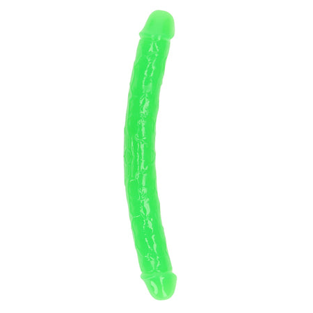 RealRock Glow in the Dark Double Dong 12 in. Dual-Ended Dildo Neon Green-0