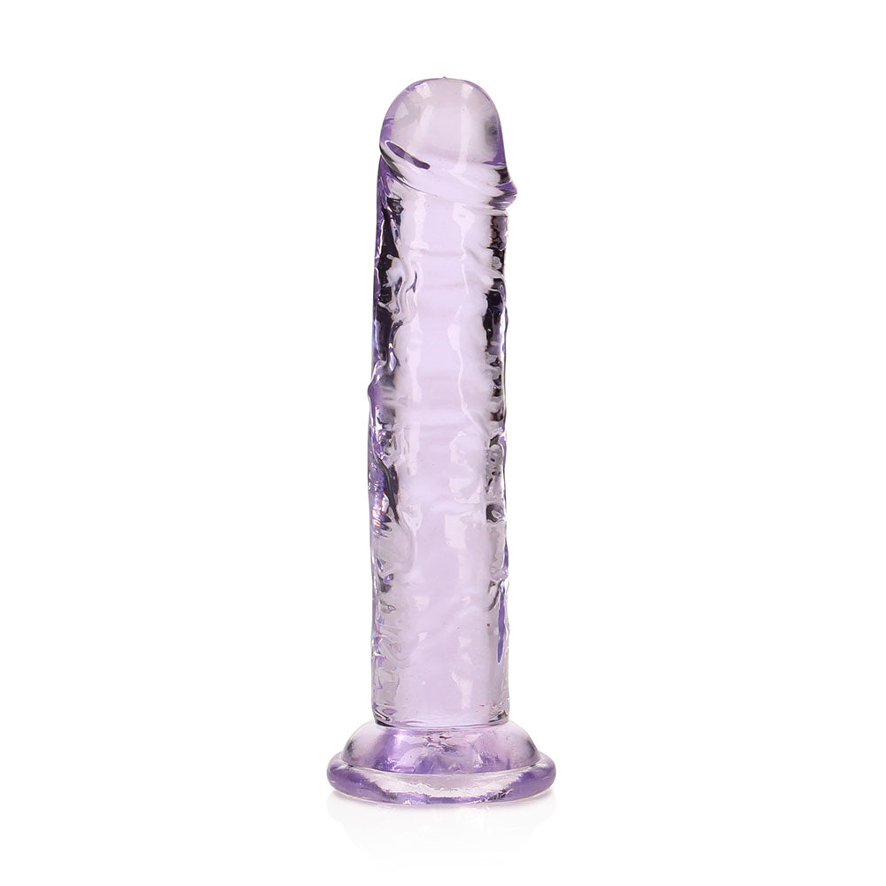RealRock Crystal Clear Straight 6 in. Dildo Without Balls Purple-0