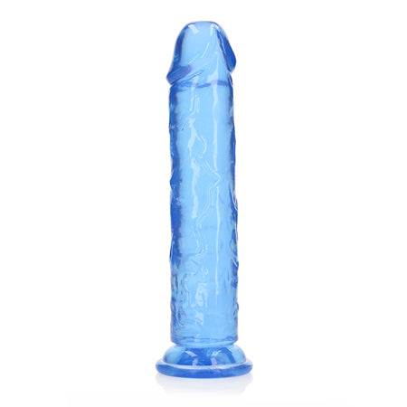 RealRock Crystal Clear Straight 10 in. Dildo Without Balls Blue-0