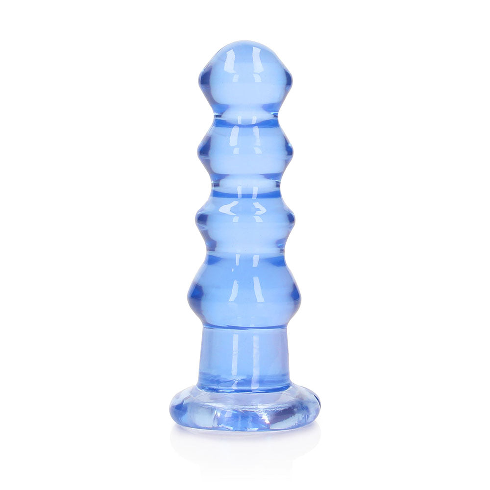 RealRock Crystal Clear Curvy 5.5 in. Dildo/Plug Blue-0