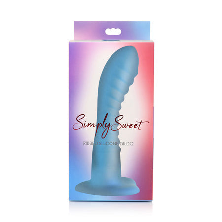 Simply Sweet Ribbed 7 in. Silicone Dildo Blue-0