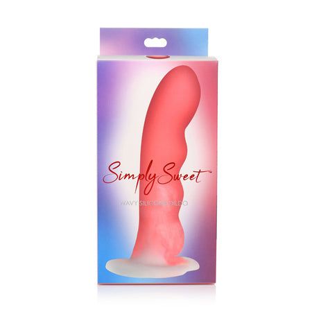Simply Sweet Wavy 8 in. Silicone Dildo Pink/White-0