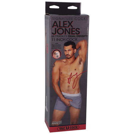 Signature Cocks Alex Jones ULTRASKYN 11 in. Dual Density Dildo with Removable Vac-U-Lock Suction Cup Tan-0