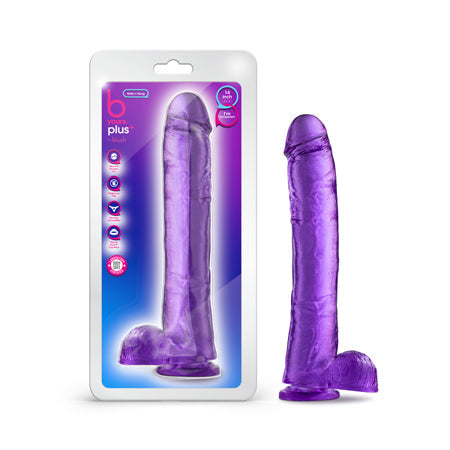 B Yours Plus Hefty n' Hung 14 in. Dildo with Balls Purple-0