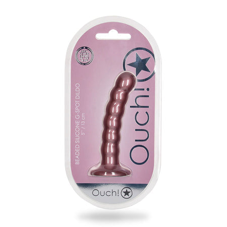 Shots Ouch! Beaded Silicone 5 in. G-Spot Dildo Rose Gold-0