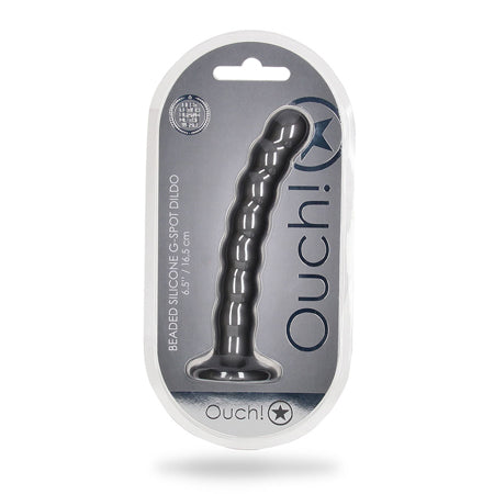 Ouch! Beaded Silicone 6.5 in. G-Spot Dildo Gunmetal-0