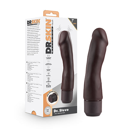 Dr. Skin Silicone Dr. Steve 7 in. Vibrating Dildo Brown-0