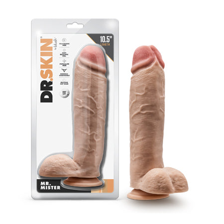 Dr. Skin Mr. Mister 10.5 in. Dildo with Balls Beige-0