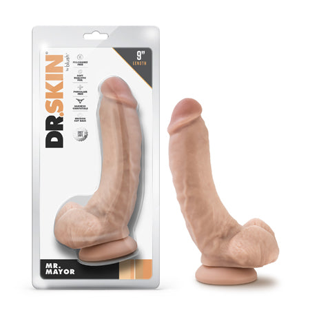 Dr. Skin Mr. Mayor 9 in. Dildo with Balls Beige-0