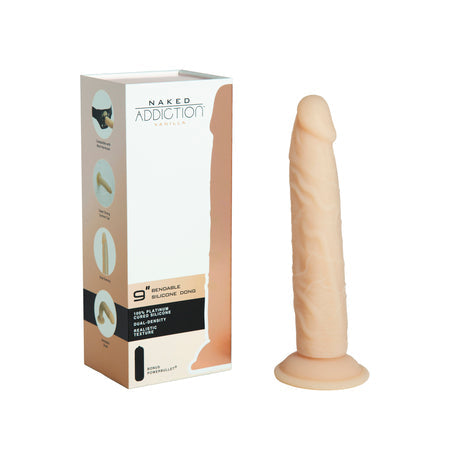 Naked Addiction Vanilla 9 in. Bendable Dual Density Silicone Dildo-0