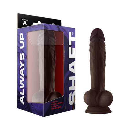 Shaft Model A: 10.5 in. Dual Density Silicone Dildo with Balls Mahogany-0