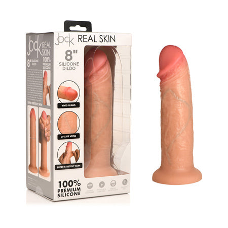 Jock Real Skin Silicone Dildo 8 in. Light-0